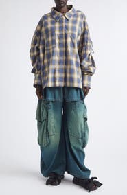 Collina Strada Chason Country Plaid Cotton Blend Scrunch Shirt