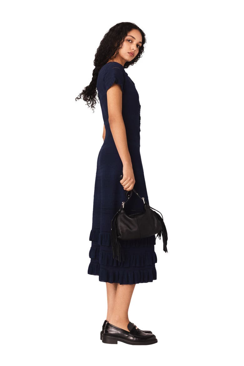 Knit maxi dress with ruffles, Alternate, color, Navy