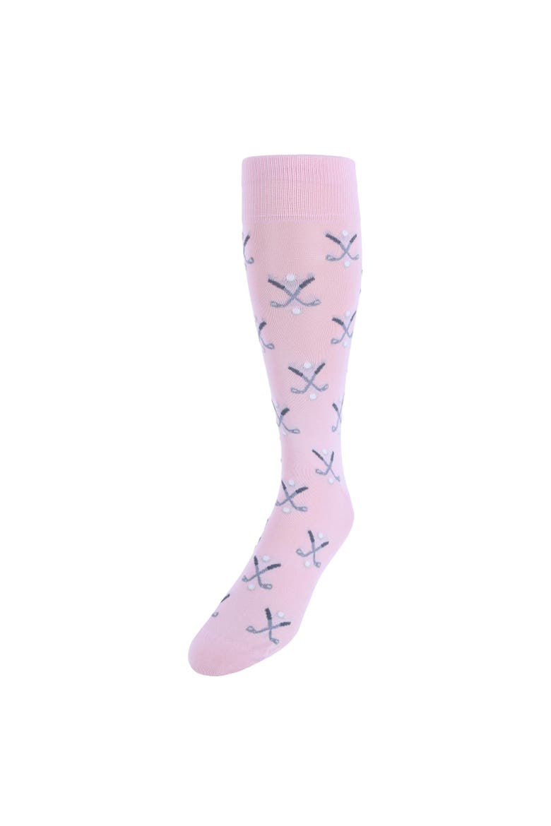 Hole In One Golf Novelty Mercerized Cotton Mid-Calf Socks, Main, color, Pink