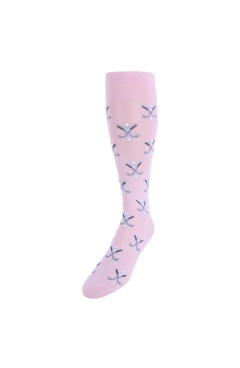 Trafalgar Hole In One Golf Novelty Mercerized Cotton Mid-Calf Socks, Main, color, Pink