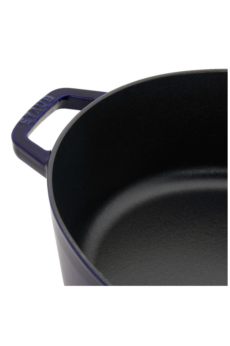 6.25-Quart Enameled Cast Iron Shallow Oval Dutch Oven, Alternate, color, DARK BLUE