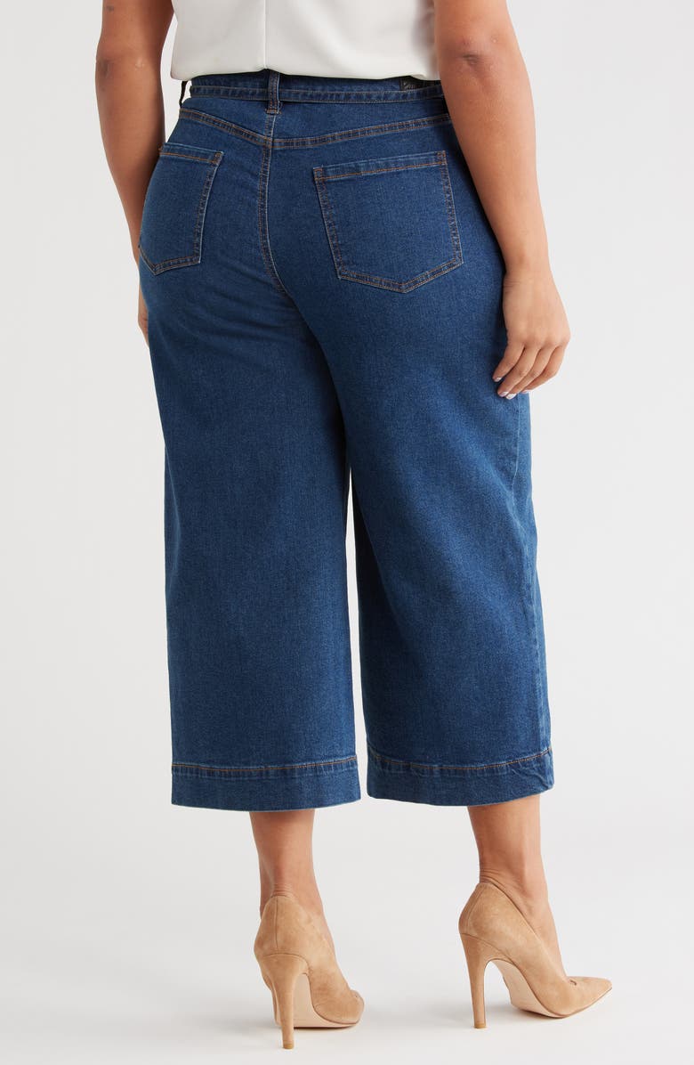 Anne Klein Wide Leg Drawstring Jeans, Alternate, color, Harbor Wash