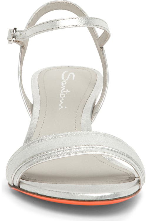 Santoni Mid-heel Sandal In Silver