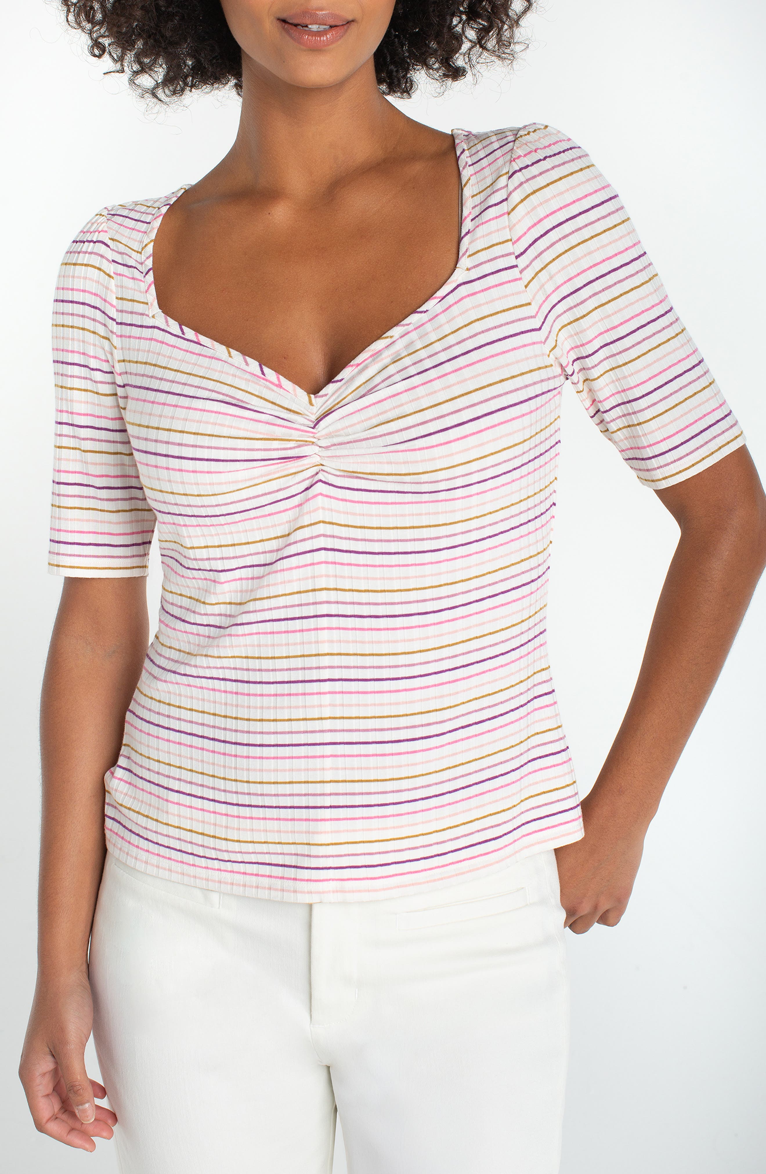 Stripe Gathered Top