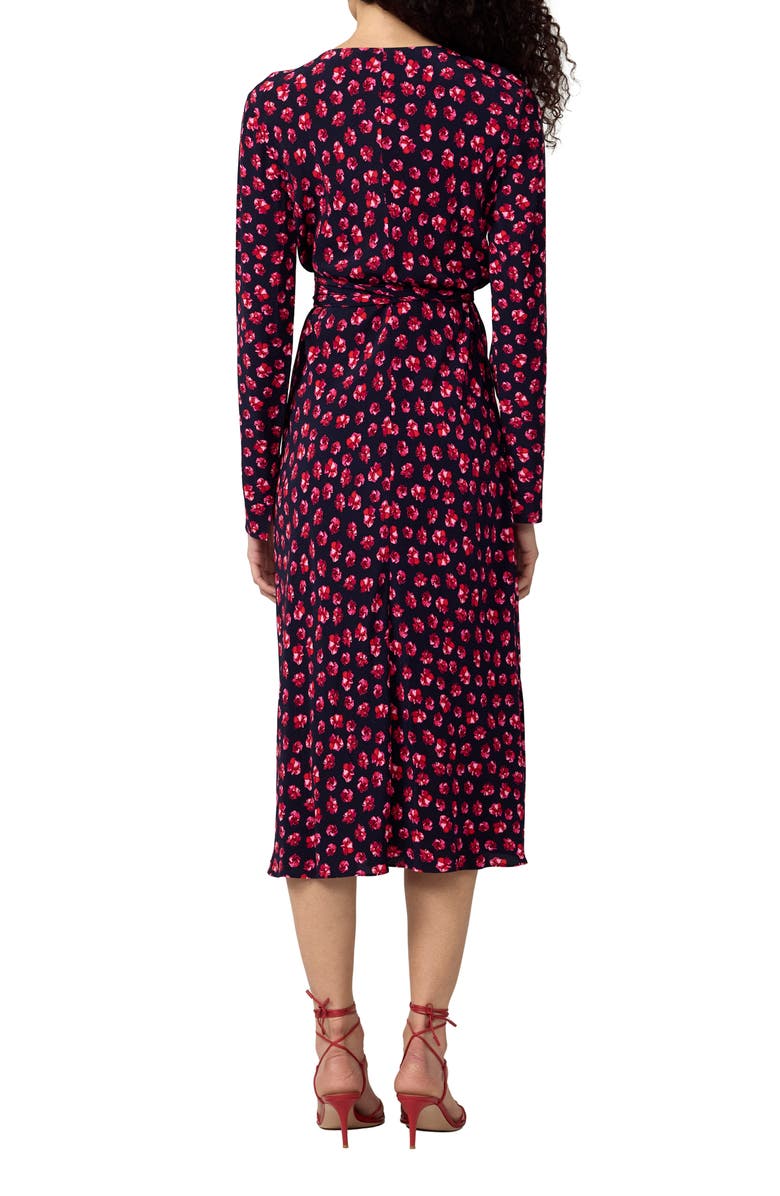 DVF Tilly Long Sleeve Floral Print Wrap Dress, Alternate, color, Hibiscus Dot Maritime