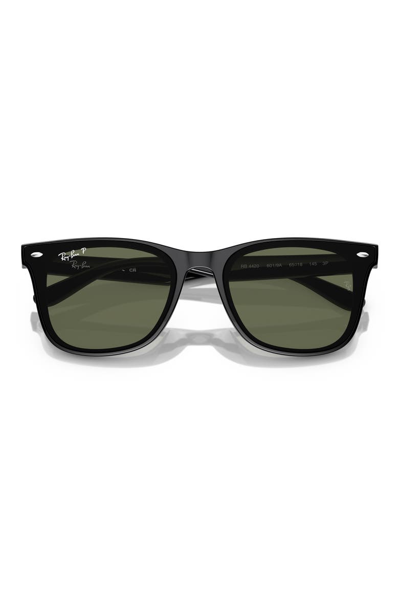 65mm Polarized Oversize Square Sunglasses, Alternate, color, BLACK