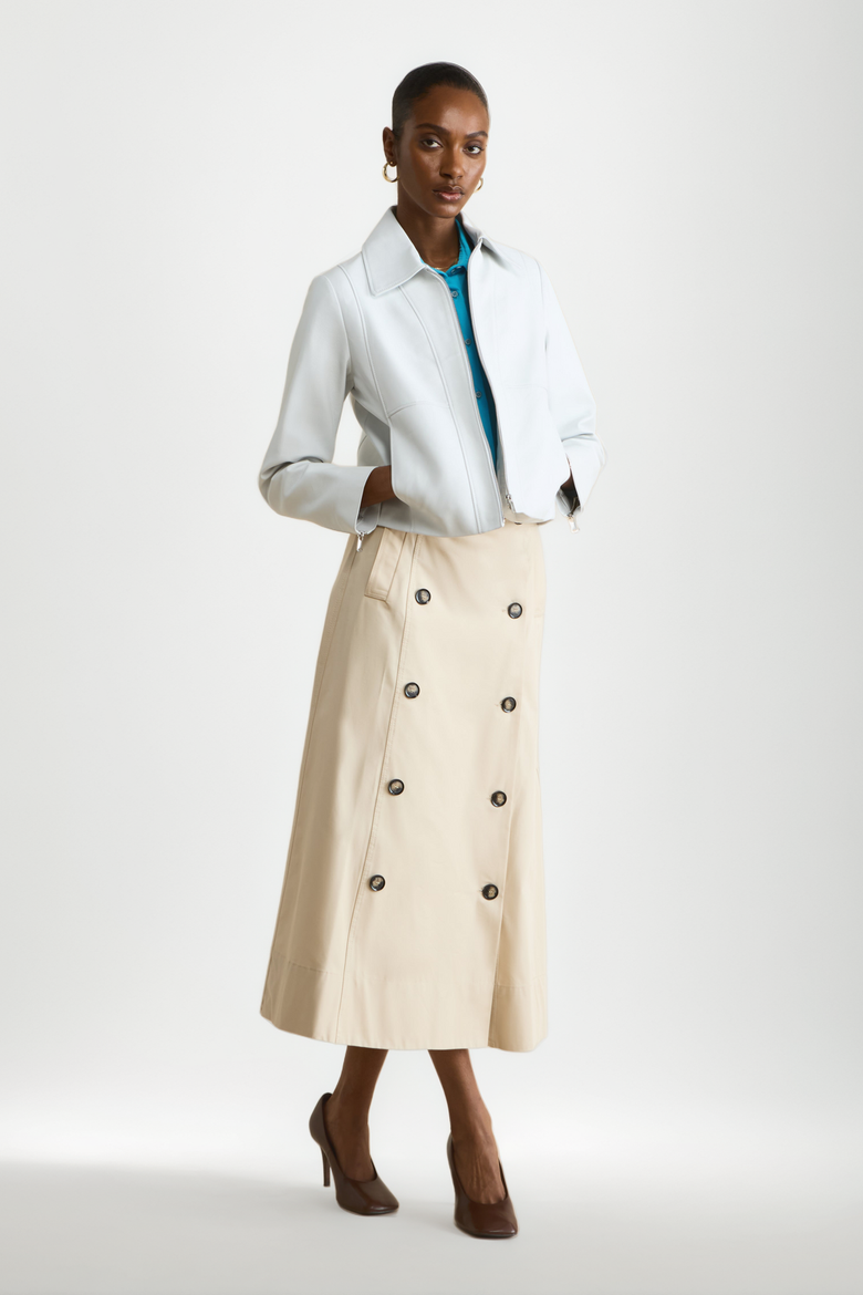 Daisy Leather Jacket, Alternate, color, White