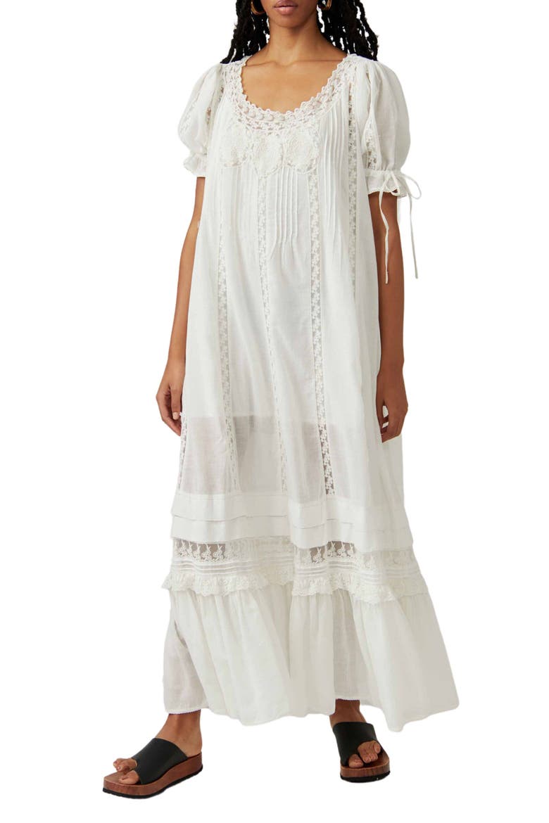 Mirabelle Lace Maxi Dress, Main, color, SNOW WHITE