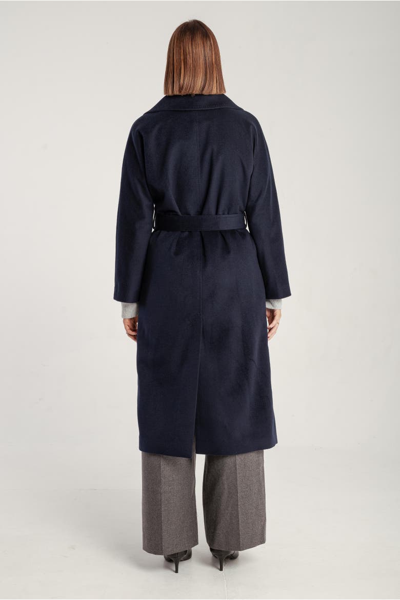 Pure Cashmere Wrap Belted Midi Coat, Alternate, color, Navy