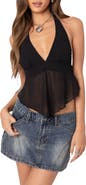EDIKTED Ethereal Sheer Chiffon Halter Top
