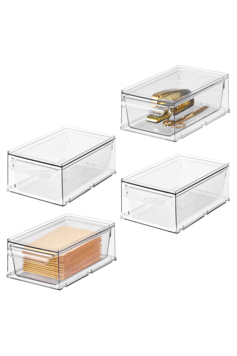Stackable Kitchen Storage Drawer for Fridge, Pantry, Under-Sink, or Cabinet - Set of 4 - Clear, Alternate, color, Clear