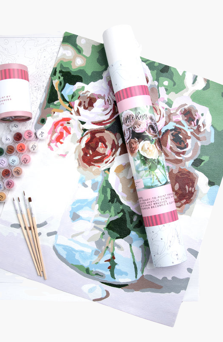 Pink Picasso Kits Mail Me Roses Paint by Numbers Kit, Main, color, Pink / White / Green