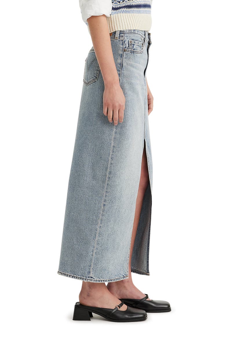 Ankle Column Denim Skirt, Alternate, color, SERAPHINA STRIPE CROWN BLUE