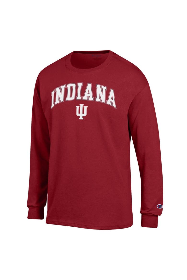 Men's Champion  Crimson Indiana Hoosiers Arch Over Logo Long Sleeve T-Shirt, Alternate, color, Crimson