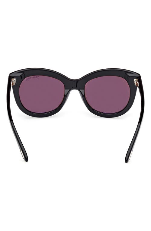 Tom Ford Odette Round Acetate Sunglasses In Black Eco/t Logo/brown