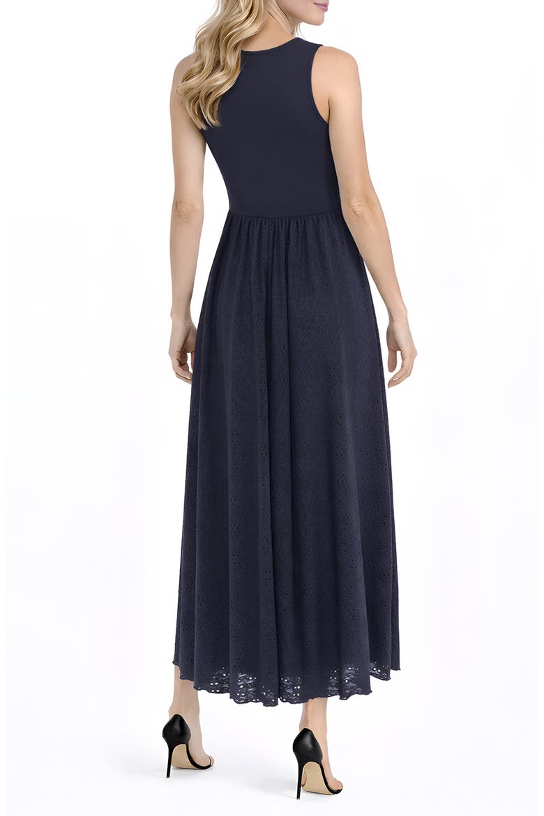Knit Bodice Midi Dress, Alternate, color, NAVY