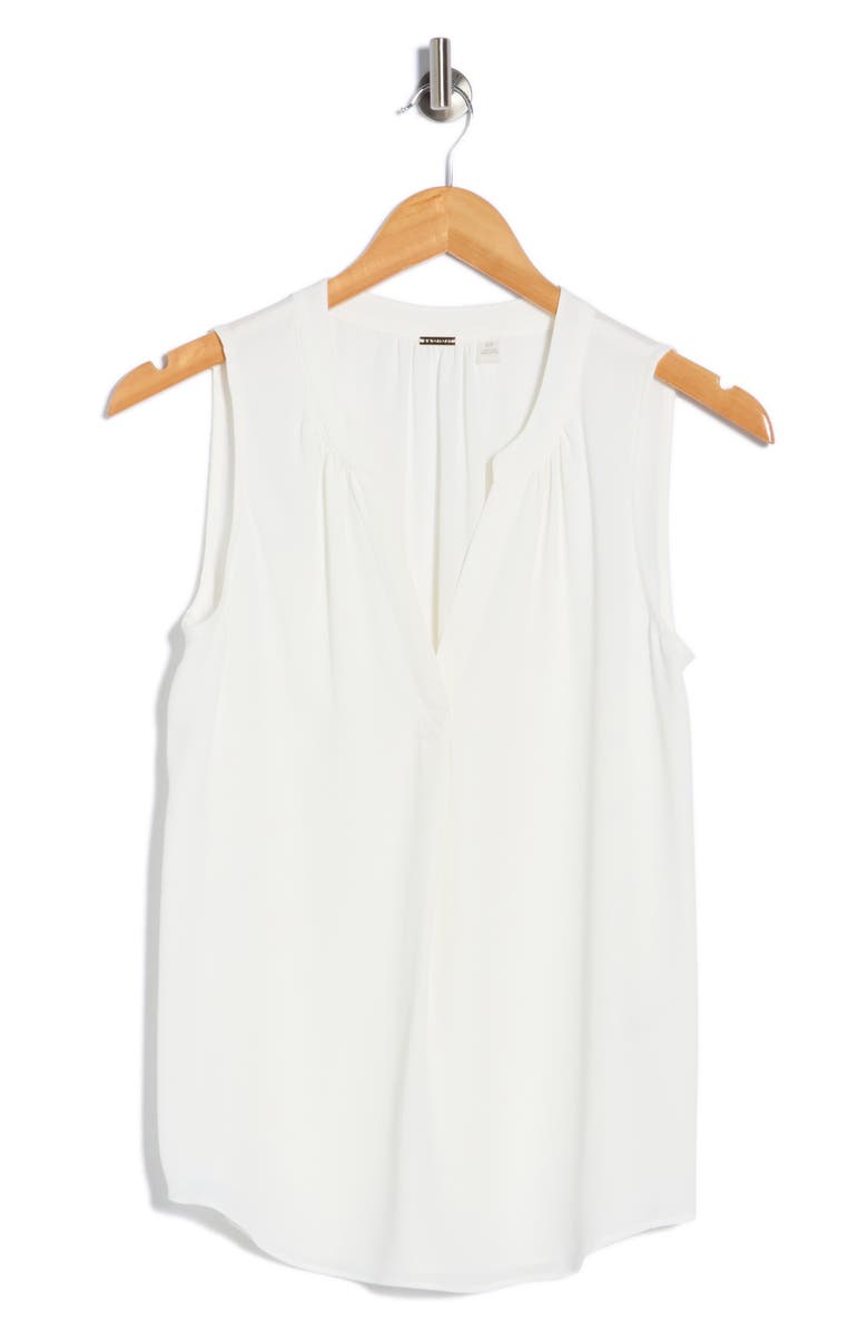 T Tahari Sleeveless Split Neck Top, Alternate, color, White Star