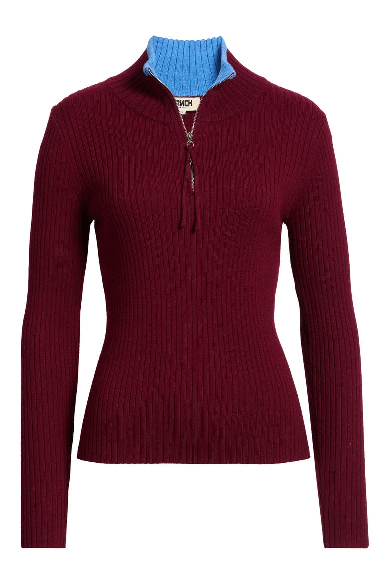 Kuju Half Zip Ribbed Sweater, Alternate, color, BORDEAUX