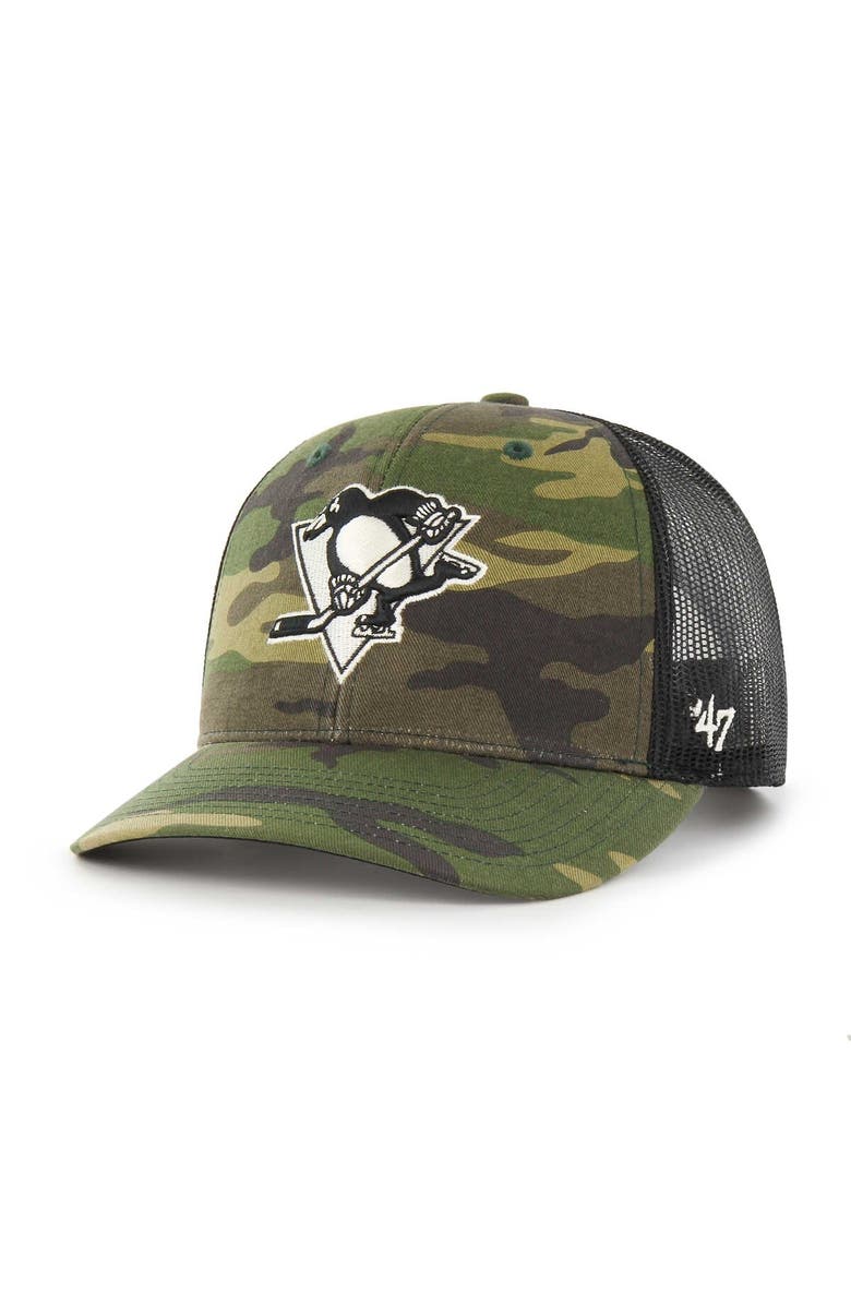 '47 Men's '47 Camo/Black Pittsburgh Penguins Trucker Snapback Hat, Main, color, Camo