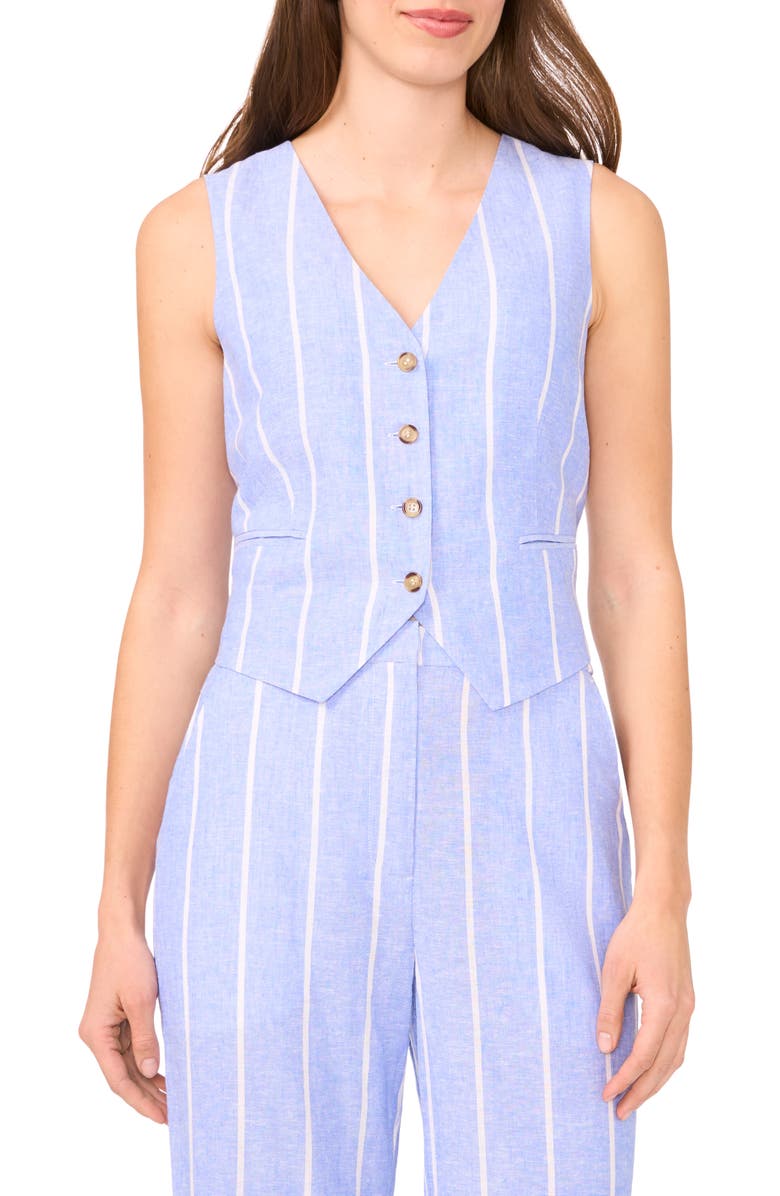 Halogen<sup>®</sup> Stripe Linen Blend Vest, Main, color, Ultramarine