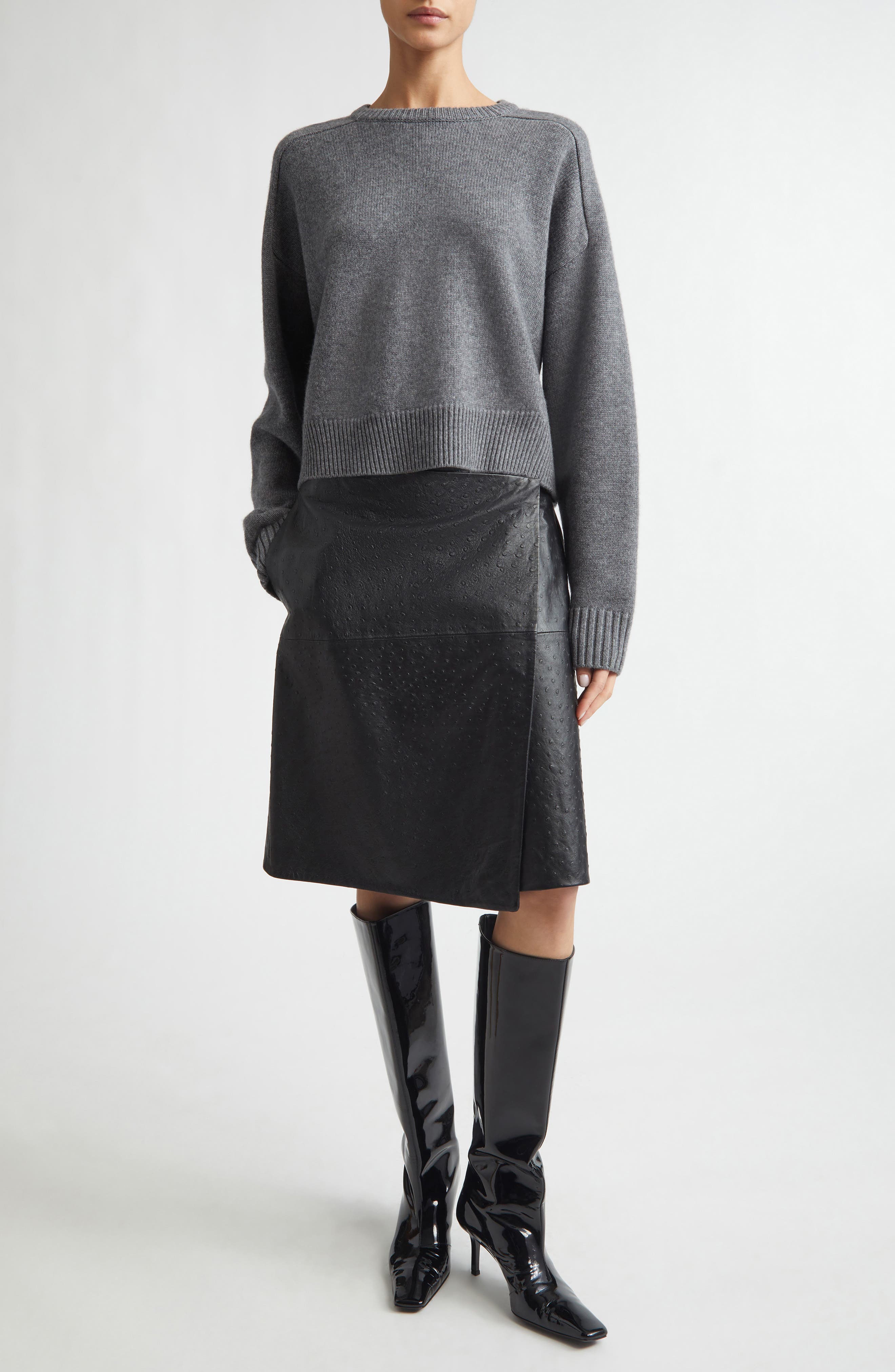 Gora Leather Wrap Skirt - image 2