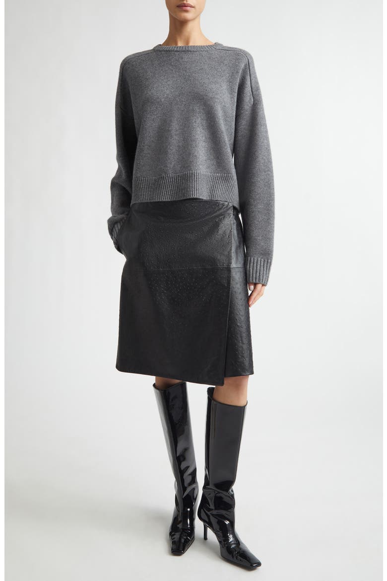 Gora Leather Wrap Skirt, Alternate, color, BLACK
