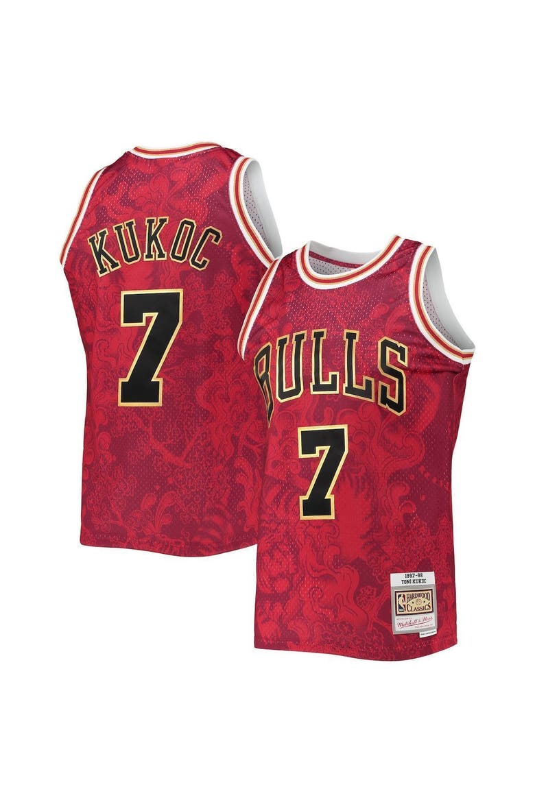 Men's Mitchell & Ness Toni Kukoc Red Chicago Bulls Hardwood Classics 1997-98 Lunar New Year Swingman Jersey, Main, color, Red