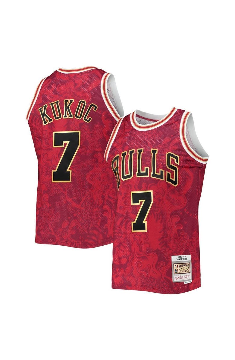 Mitchell & Ness Men's Mitchell & Ness Toni Kukoc Red Chicago Bulls Hardwood Classics 1997-98 Lunar New Year Swingman Jersey, Main, color,