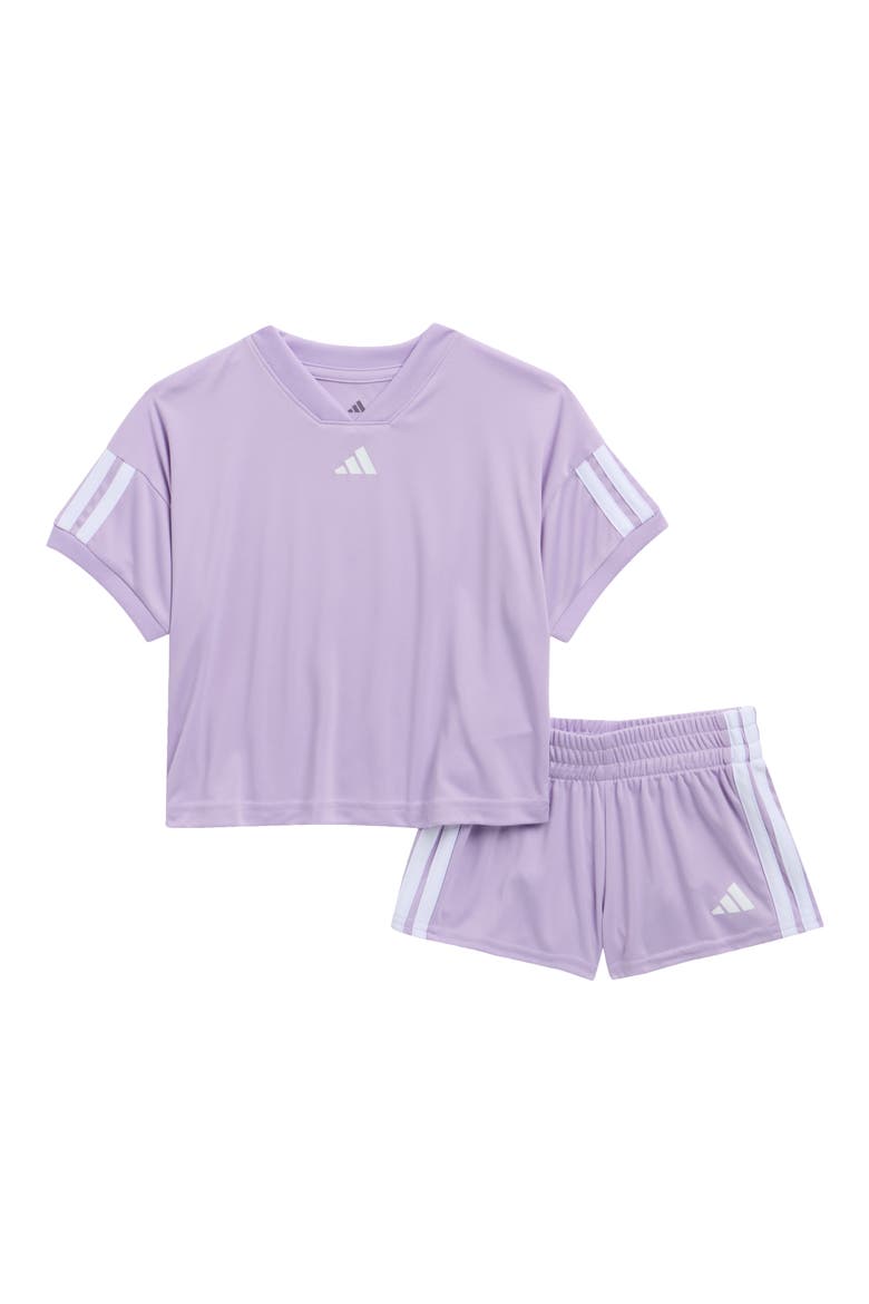 Kids' Logo Soccer T-Shirt & Shorts Set, Main, color, POWDER PLUM
