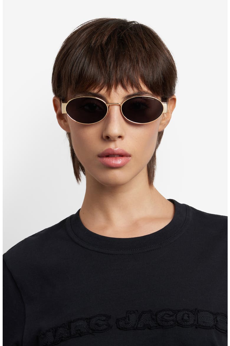 58mm Oval Sunglasses, Alternate, color, GOLD BLACK