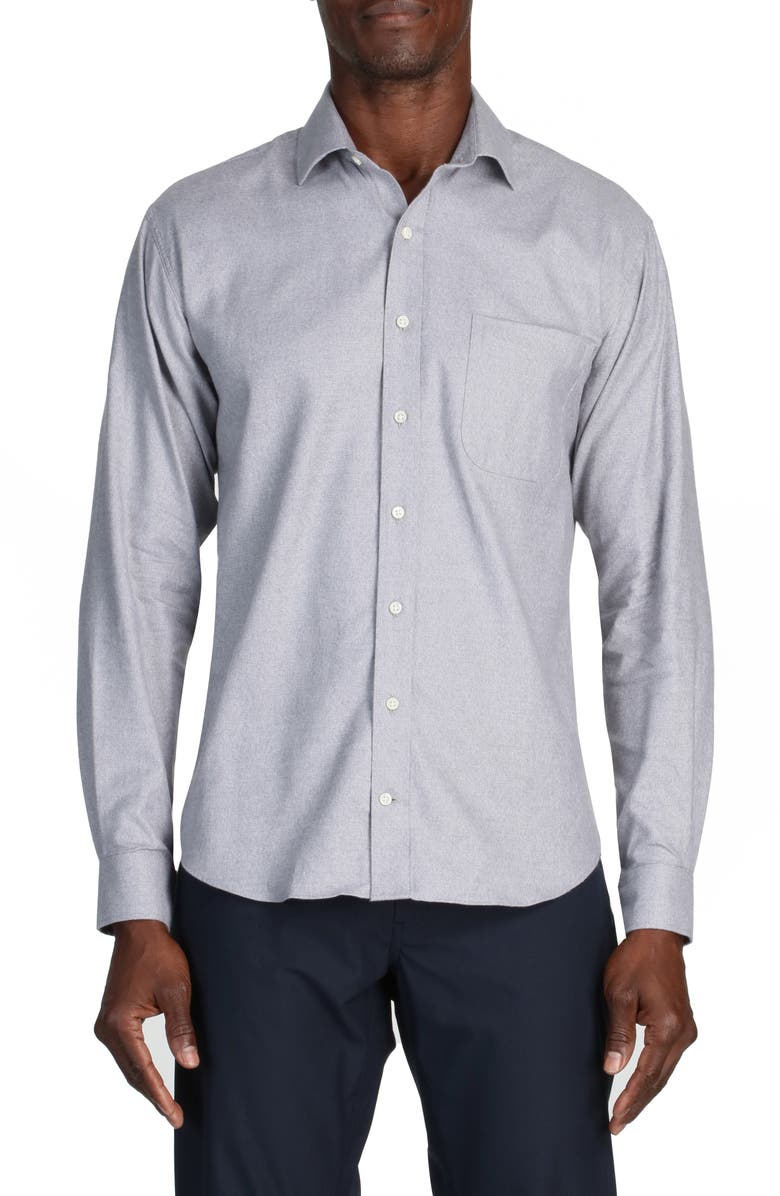 Alton Lane Howard Everyday Solid Cotton Flannel Button-Up Shirt, Main, color, 