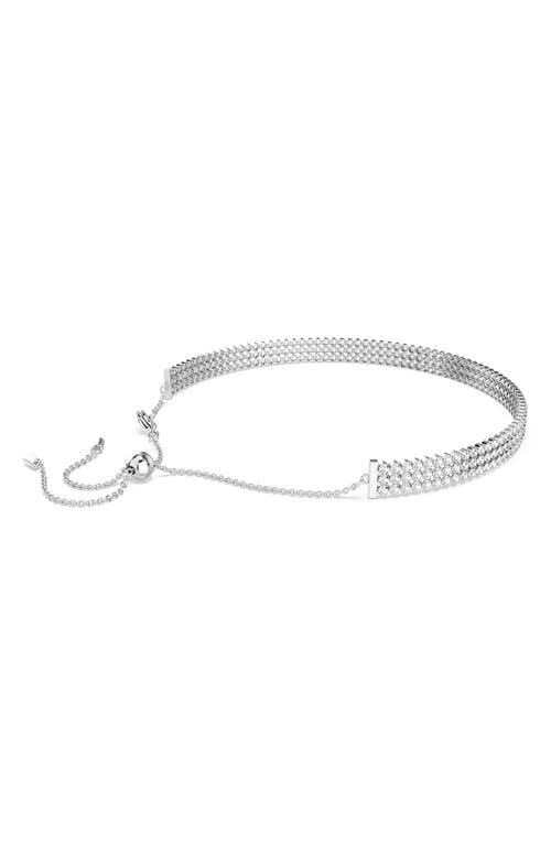 Swarovski Matrix Tennis Choker In White/silver