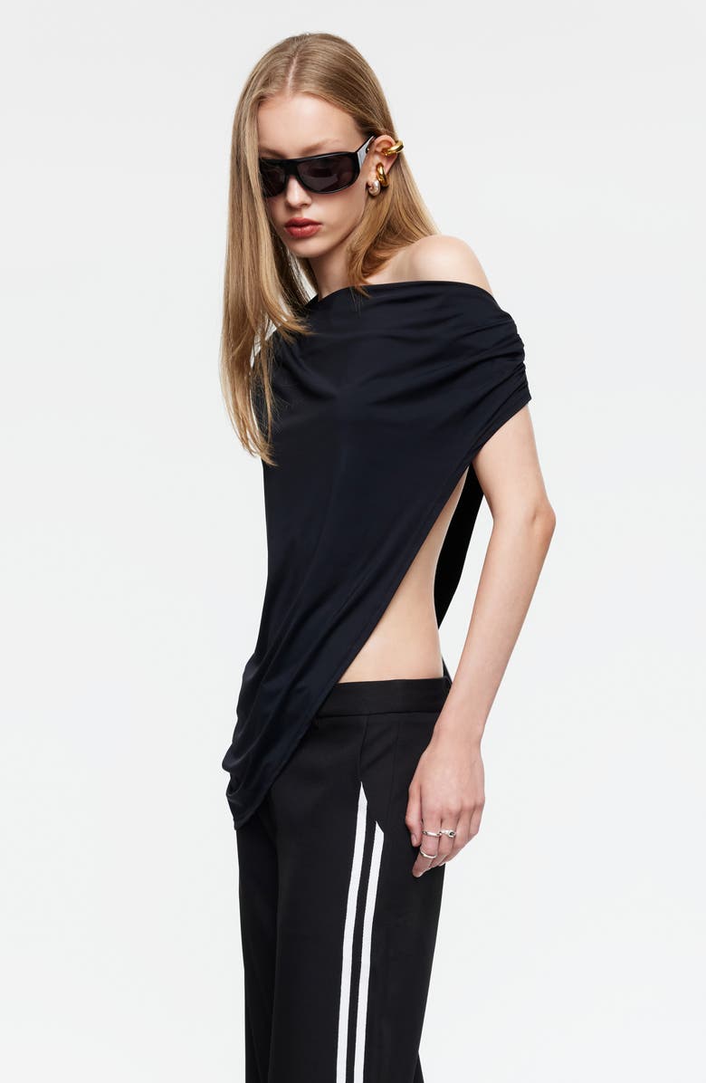 LIONESS Reborn Asymmetric Poncho, Alternate, color, Noir