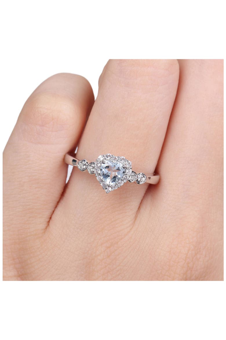 Sterling Silver, Created White Sapphire, & Created Blue Sapphire Heart Ring, Alternate, color, BLUE