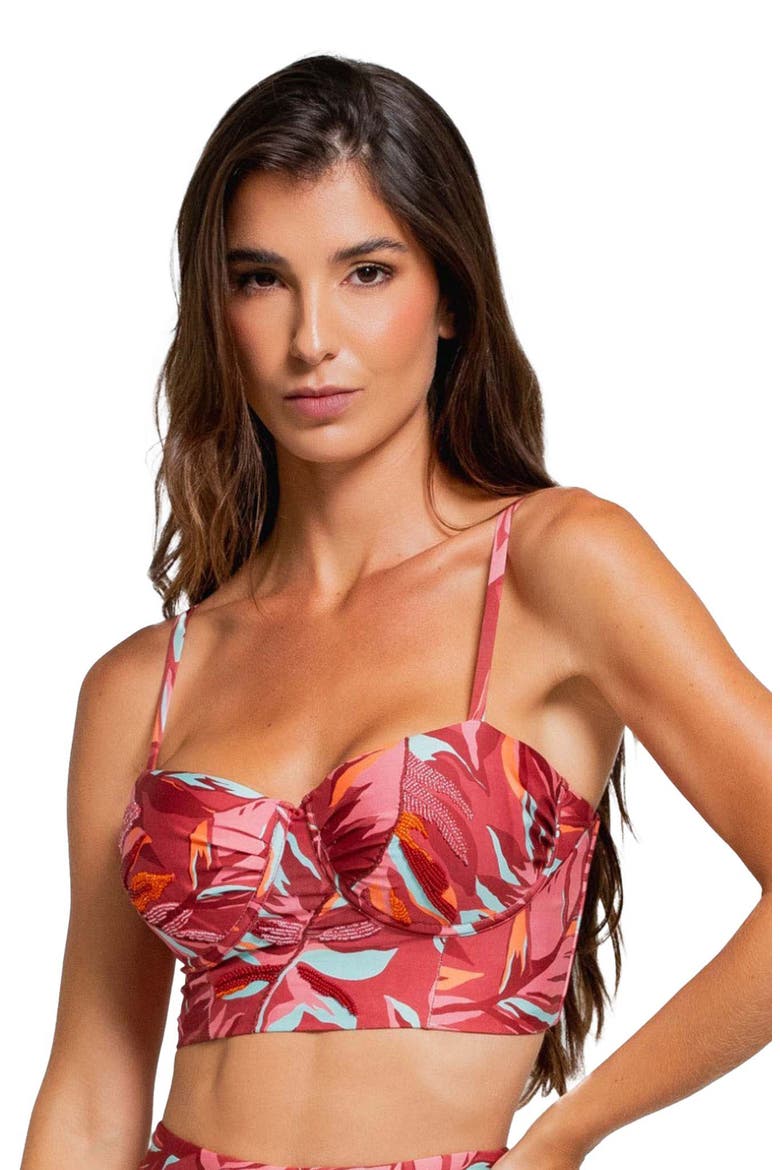 Underwire Bustier Bikini Top, Alternate, color, PINK MULTI