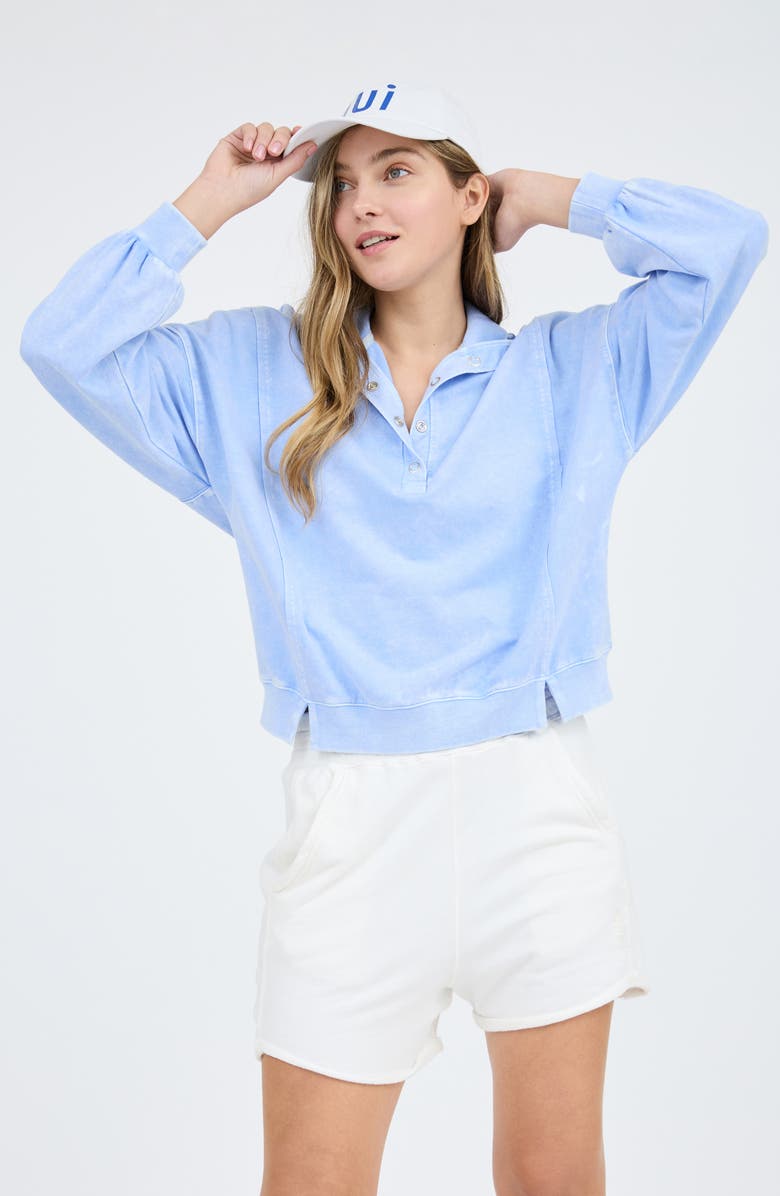 Blu Pepper Washed Half Snap Sweatshirt, Alternate, color, Light Blue