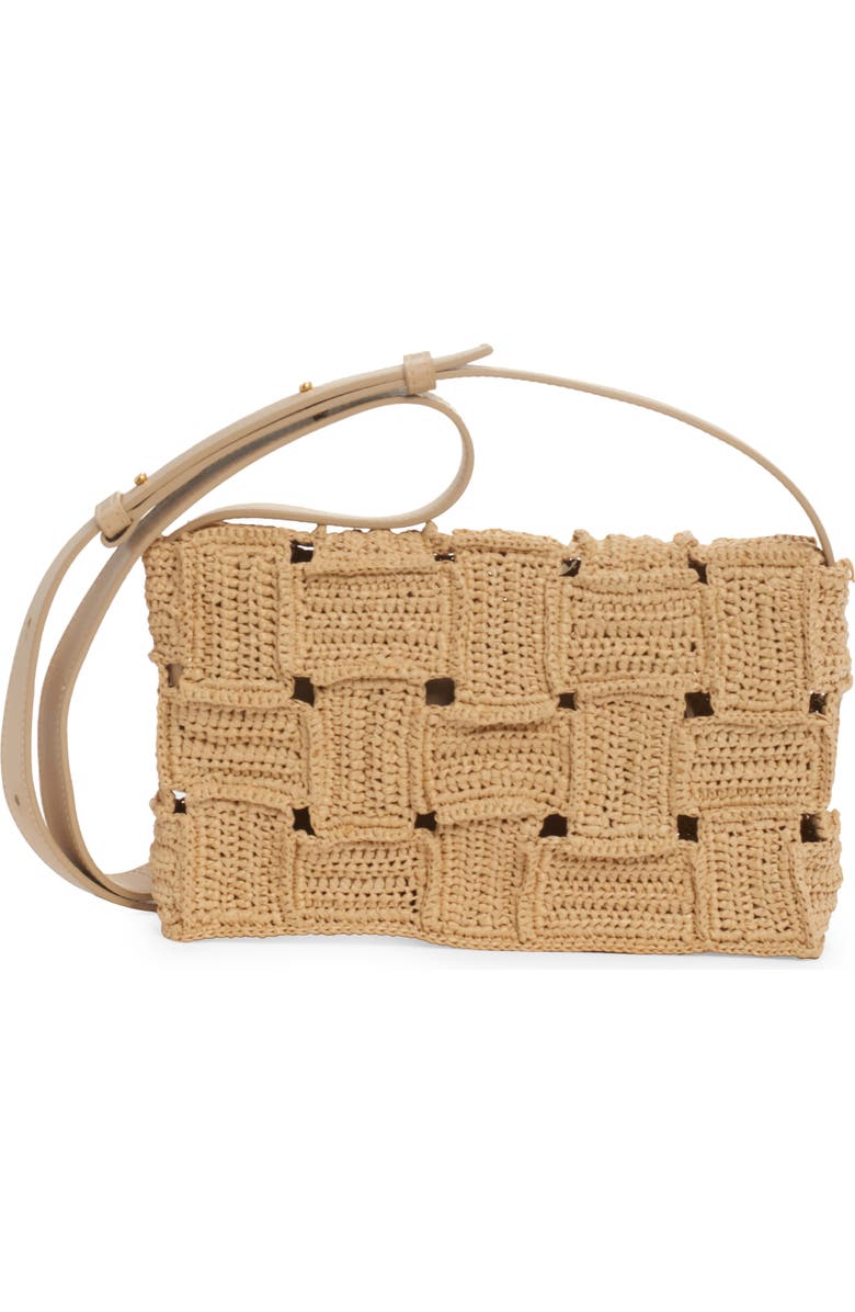 Bottega Veneta Cassette Crochet Raffia Shoulder Bag, Main, color,