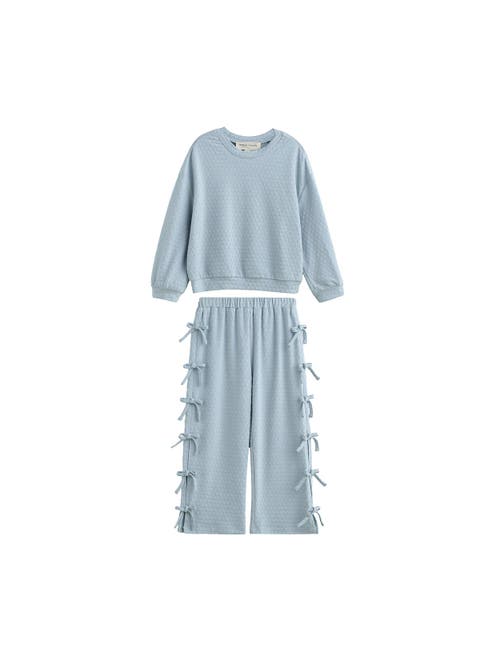 Eva Long Sleeve Solid Bow Tie Top and Pant Set