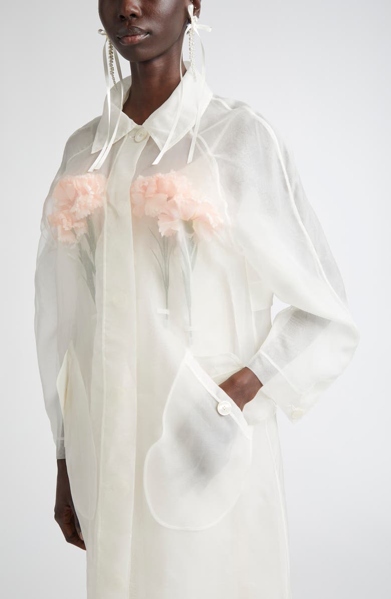 Simone Rocha Stuffed Carnation Silk Organza Car Coat, Alternate, color,