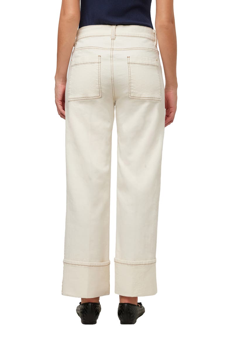 Patch Pocket Wide Leg Cuffed Jeans, Alternate, color, NATURAL