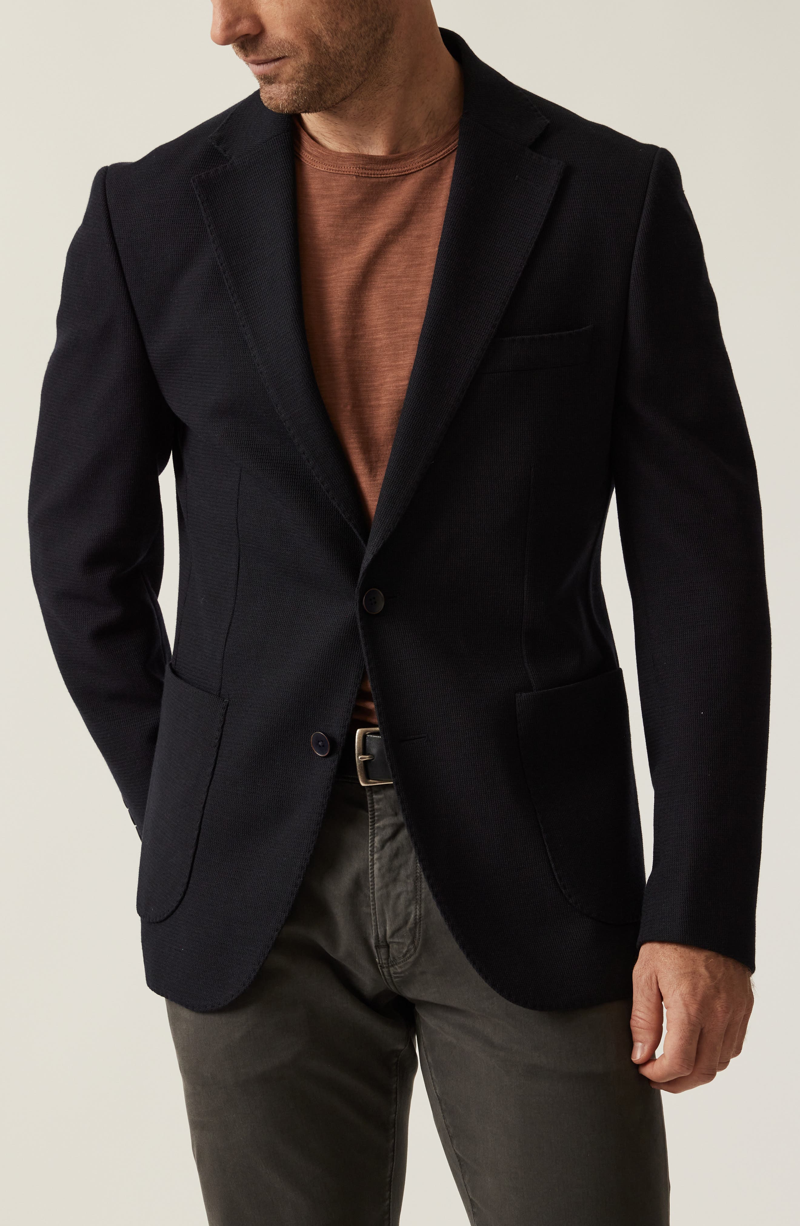 Matteo Slim Fit Navy Knit Blazer