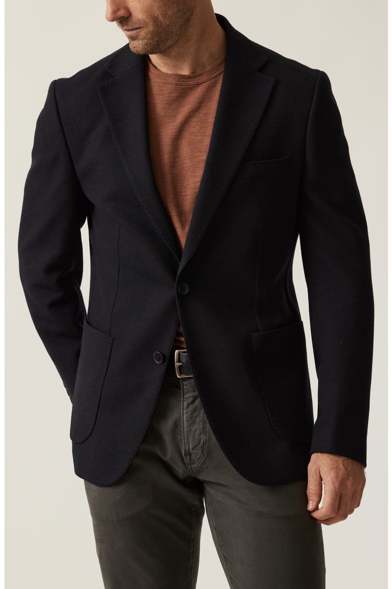 Matteo Slim Fit Navy Knit Blazer, Main, color, NAVY