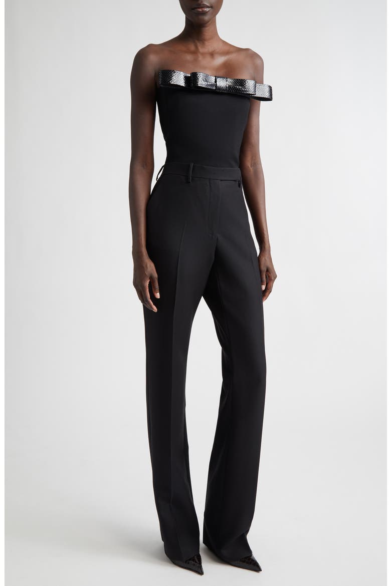 Wool Grain de Poudre Strapless Top, Alternate, color, BLACK
