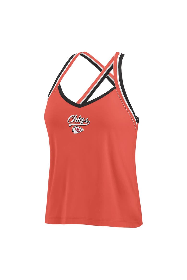 Women's WEAR by Erin Andrews Red Kansas City Chiefs Cross Strap Tri-Blend Tank Top, Alternate, color, Red