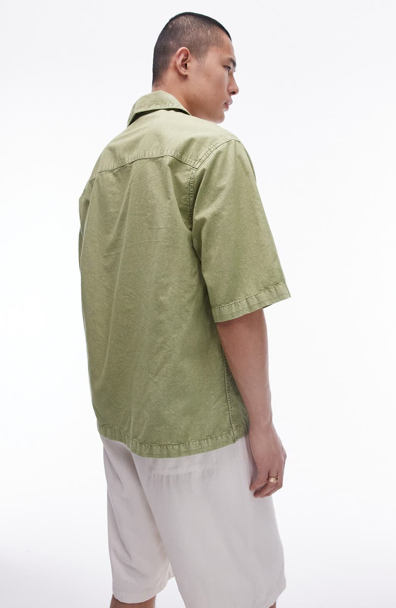 Topman Washed Cotton Camp Shirt, Alternate, color, 