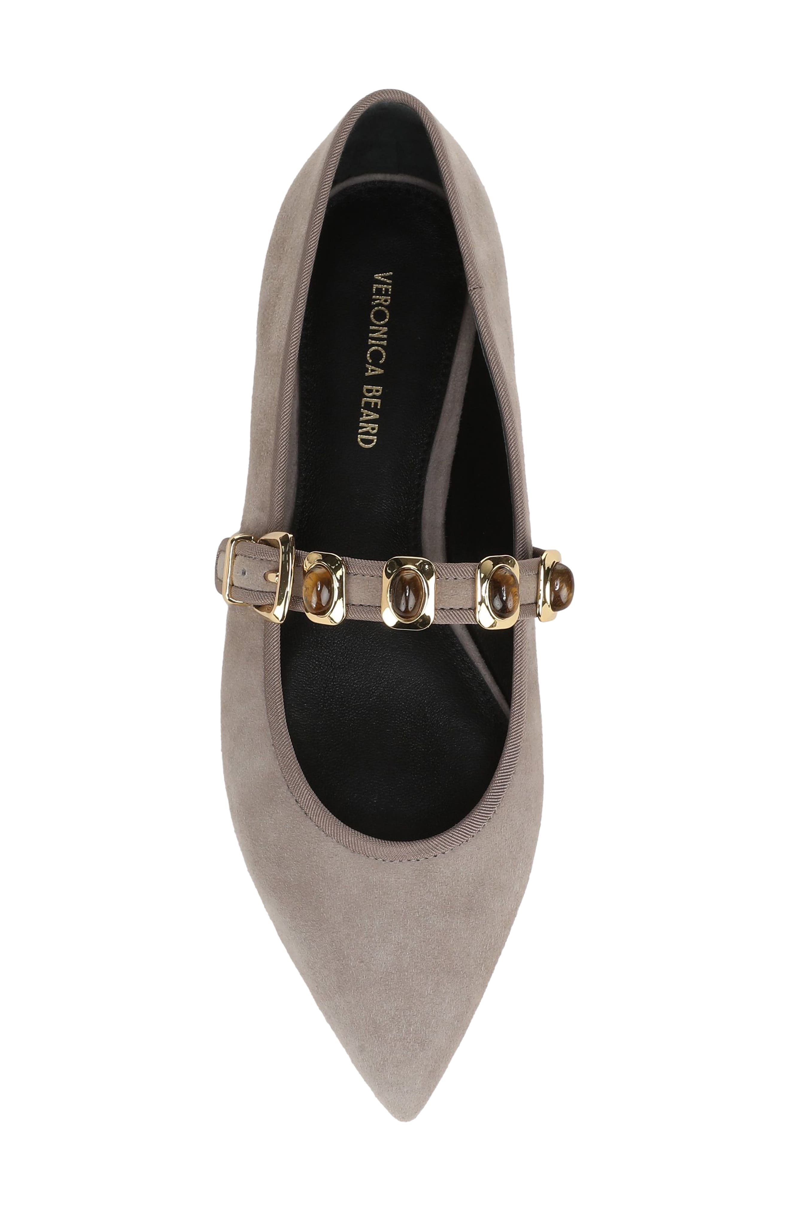 Selene Charms Pointed Toe Flat, Alternate, color, BARK SUEDE
