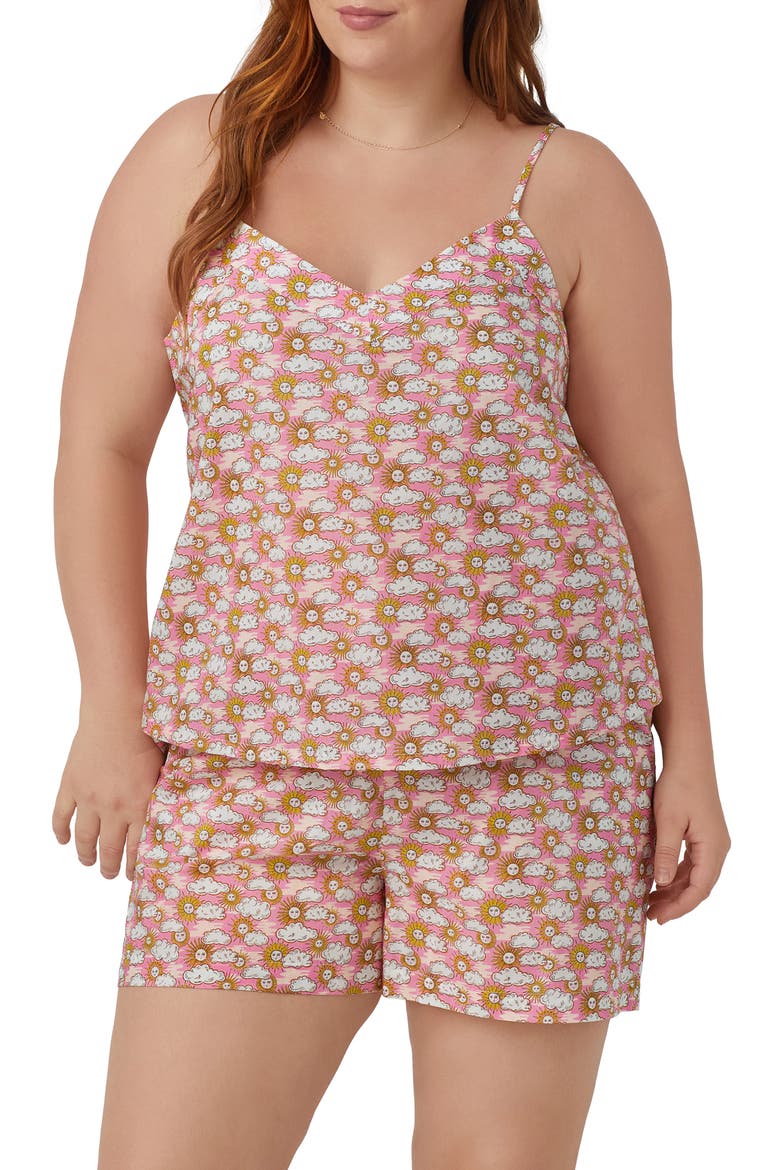 Print Cotton Short Pajamas, Alternate, color, FOLLOW THE SUN