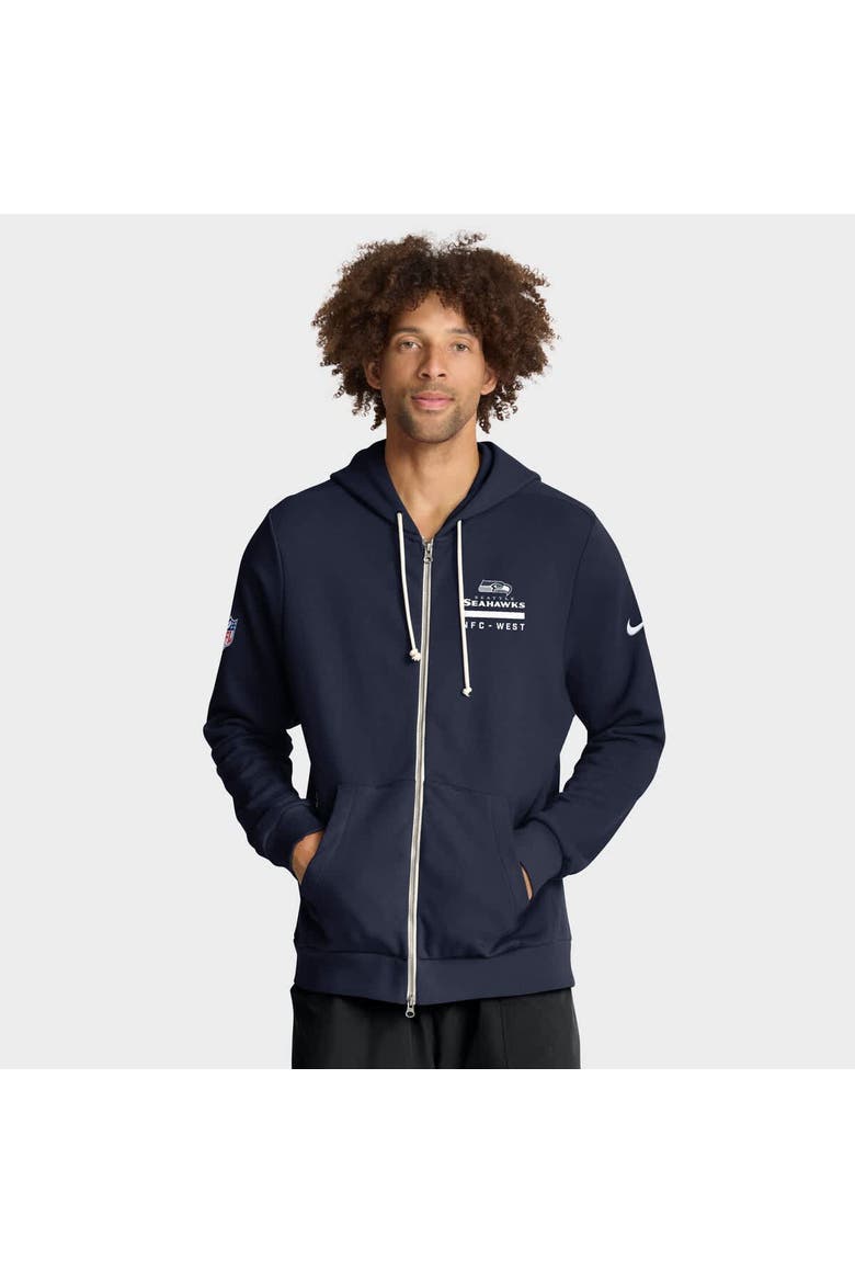 Men's Nike College Navy Seattle Seahawks Sideline Utility Player Performance Full-Zip Hoodie, Main, color, College Navy
