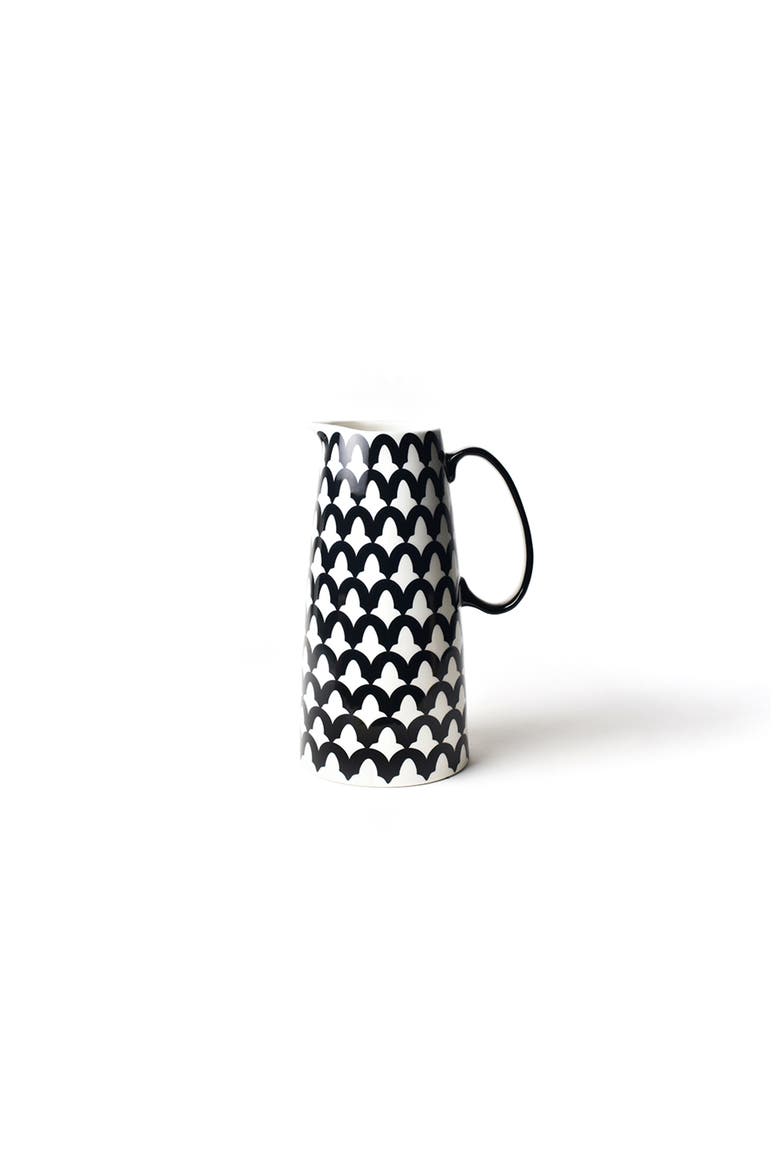 Black Arabesque Pedestal Pitcher, Alternate, color, Black
