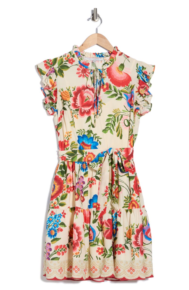 Julia Jordan Flutter Sleeve Dress, Alternate, color, Ivory/ Multi